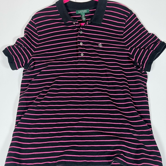 Men’s Lauren Ralph Lauren RLL Logo 1X stripped Polo Shirt 5 Metal Button‎ - Picture 1 of 8